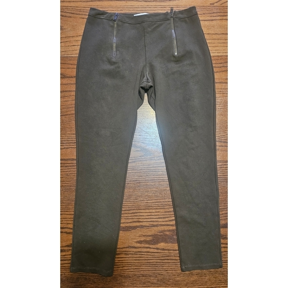 June & Hudson Olive Green Ponte Ankle Length Pants